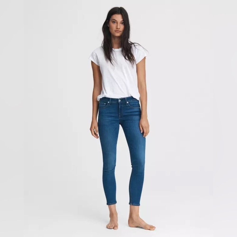 rag & bone || Cate Mid-Rise Skinny Cliff Slim Fit Ankle Mid Indigo Jean Blue 26‎